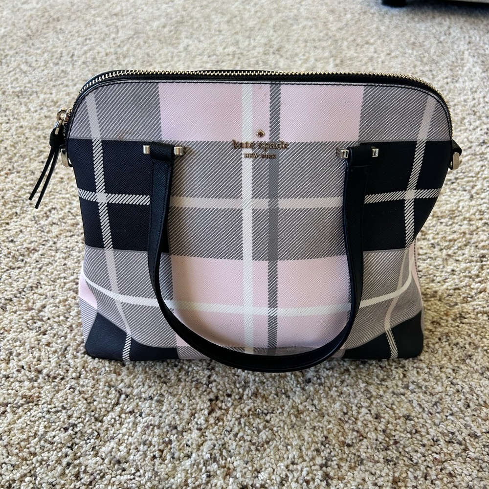 Kate Spade Black and Pink Plaid Shoulder Bag